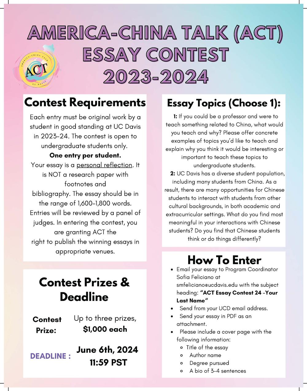 ACT essay guidelines. The text is written above.